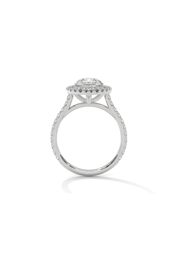 Pear Cut Solitaire Ring With 42 Diamonds-Cat0155