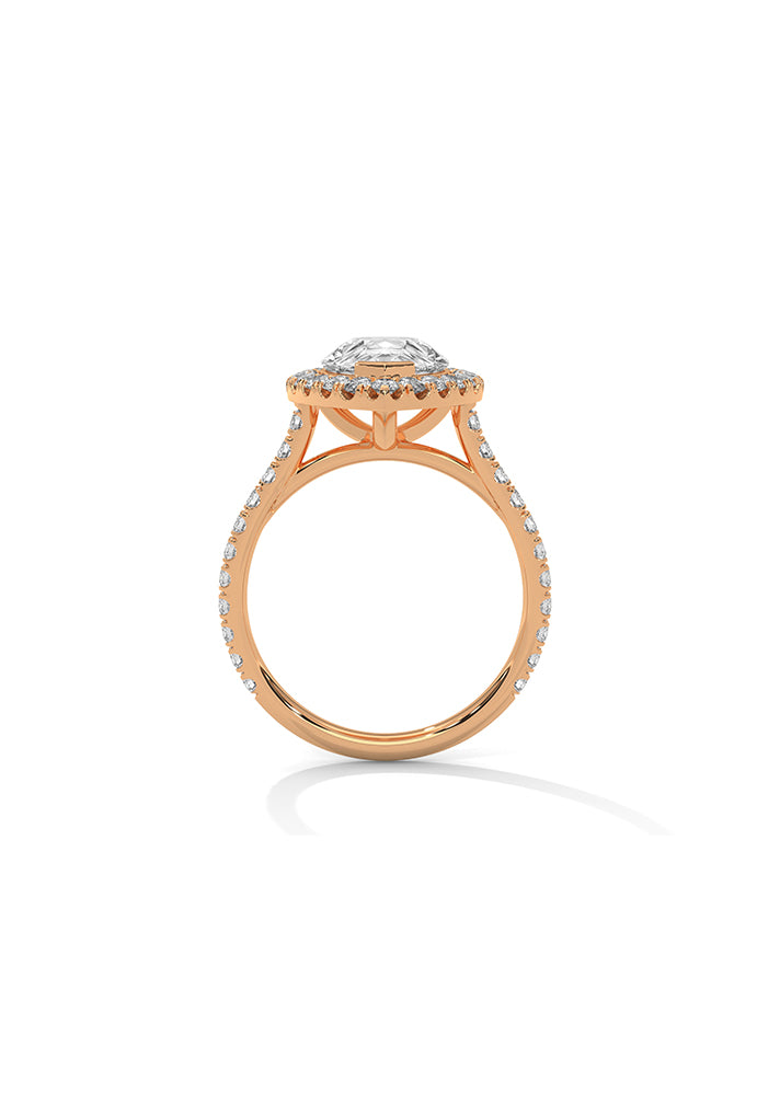 Pear Cut Solitaire Ring With 42 Diamonds-Cat0155