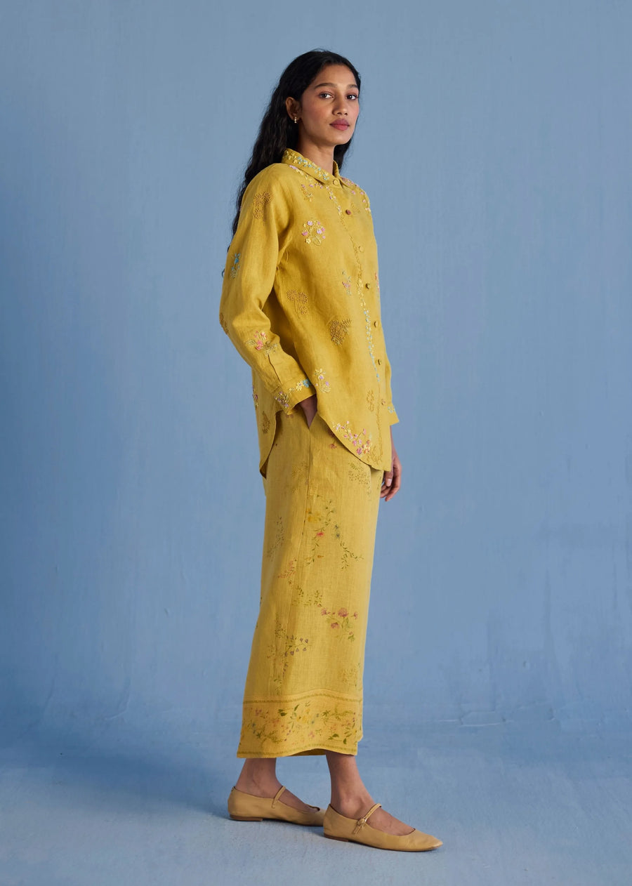 Alila Embroidered Oversized Co-Ord Set-Ochre