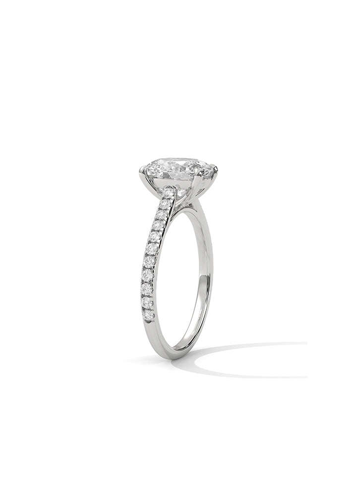 Oval Solitaire Ring With 22 Diamonds-Cat0101