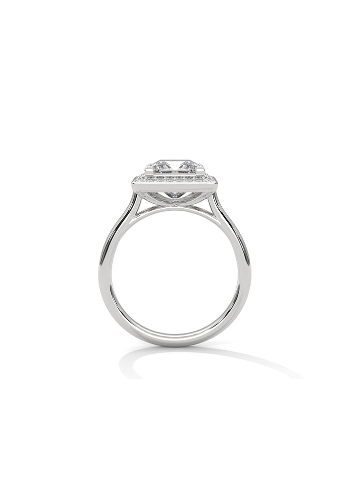 Princess Cut Solitaire Ring With 28 Diamonds-Cat0148