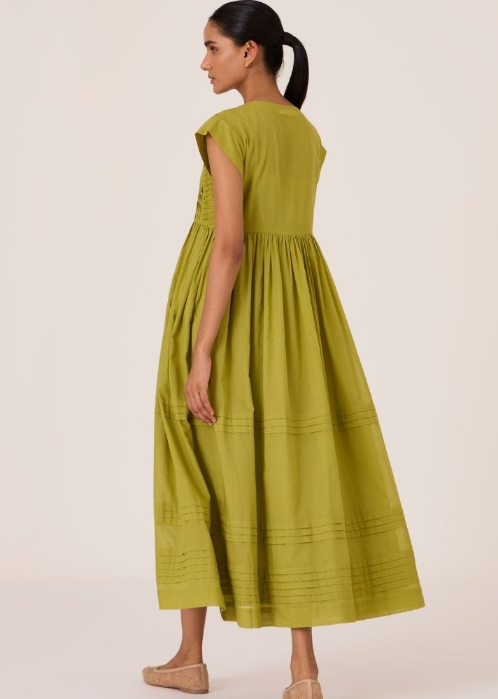 Aelia Citron Pleated Midi Dress