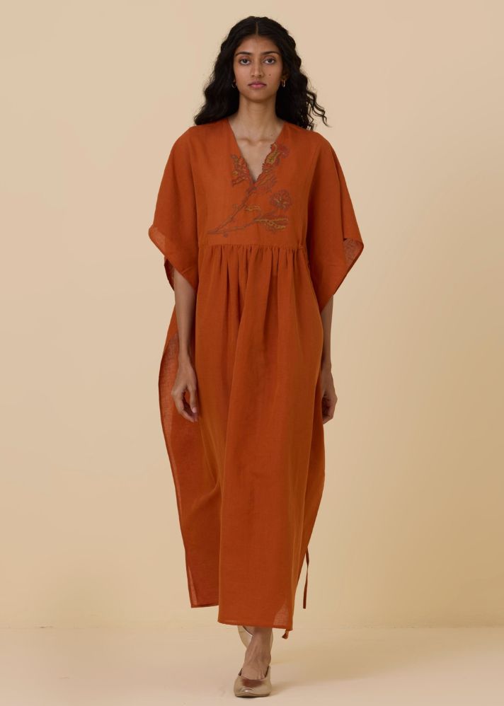 Safa Orange Kaftan Dress