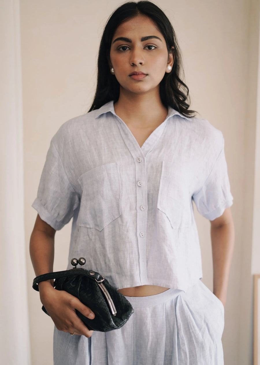 Crop Set Co-Ord Set- Powder Blue