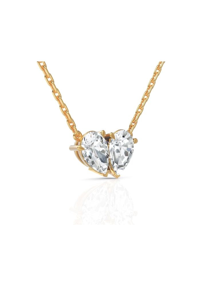 Product image of Yellow Gold, White Gold, Rose Gold 18K gold set with Etically Lab Grown Diamonds Duo Pear Cut Neckpiece, curated by Only Ethikal