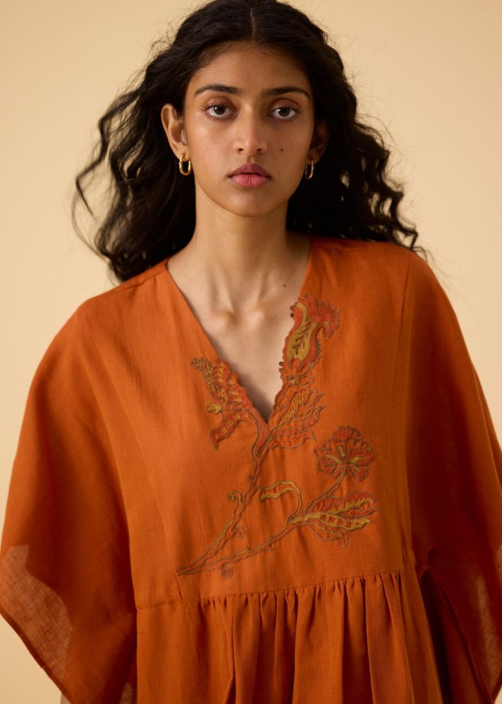 Safa Orange Kaftan Dress