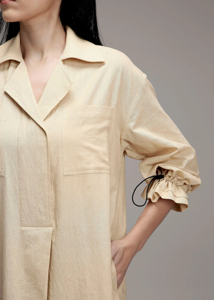 Egg-Shell Elasticated Shirt Dress