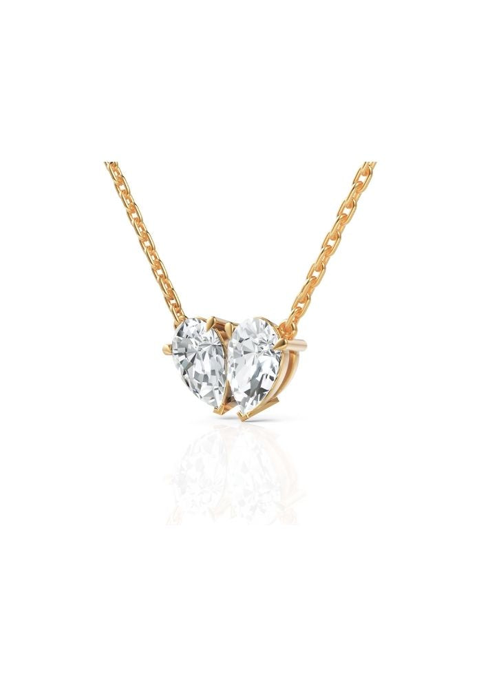 Product image of Yellow Gold, White Gold, Rose Gold 18K gold set with Etically Lab Grown Diamonds Duo Pear Cut Neckpiece, curated by Only Ethikal