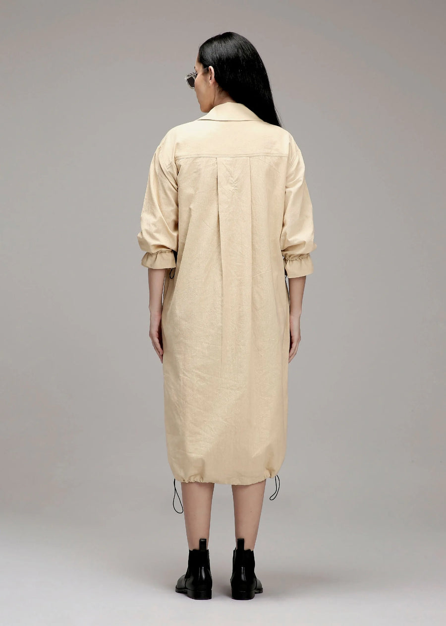 Egg-Shell Elasticated Shirt Dress