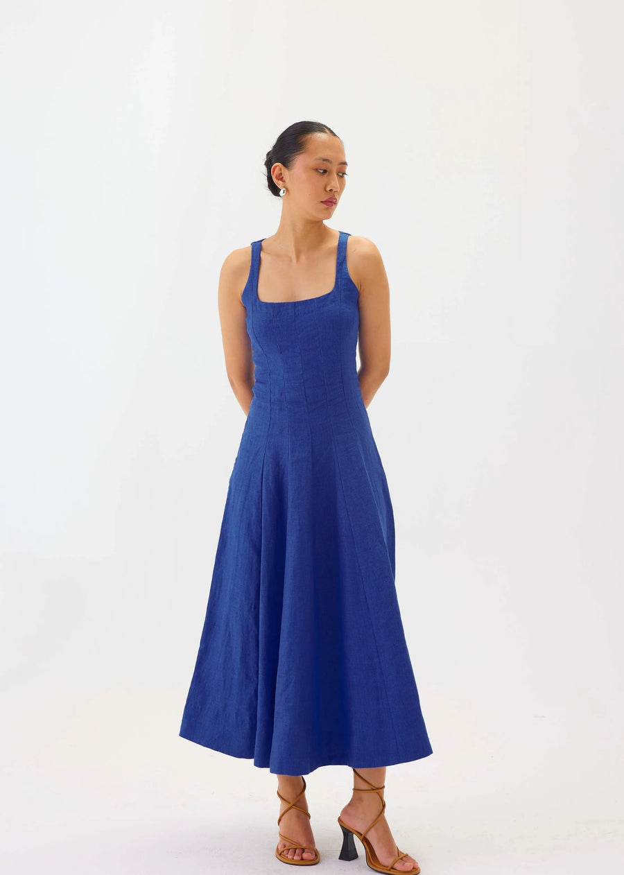 Buy Blue Linen Dress