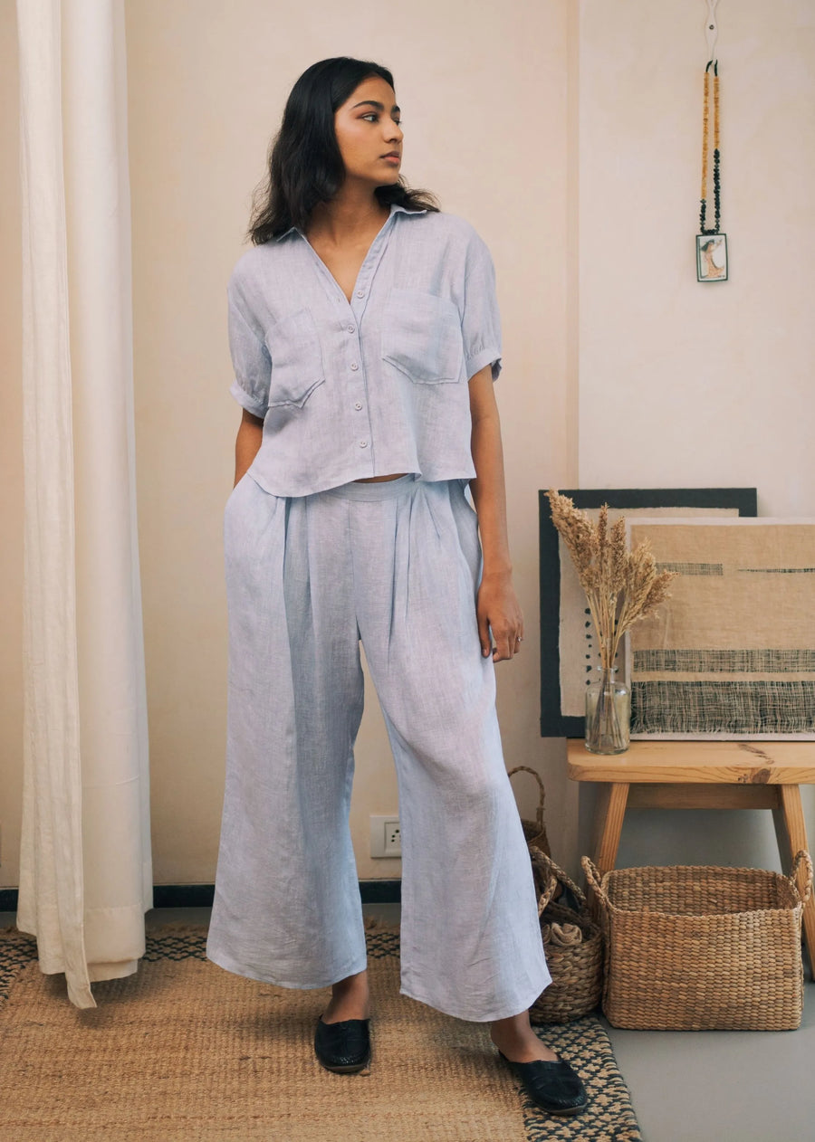 Crop Set Co-Ord Set- Powder Blue