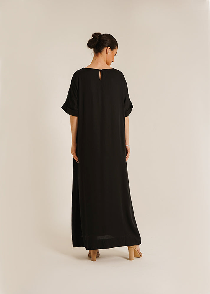 Lara Dual  Butter Abaya &Laila Black Slip