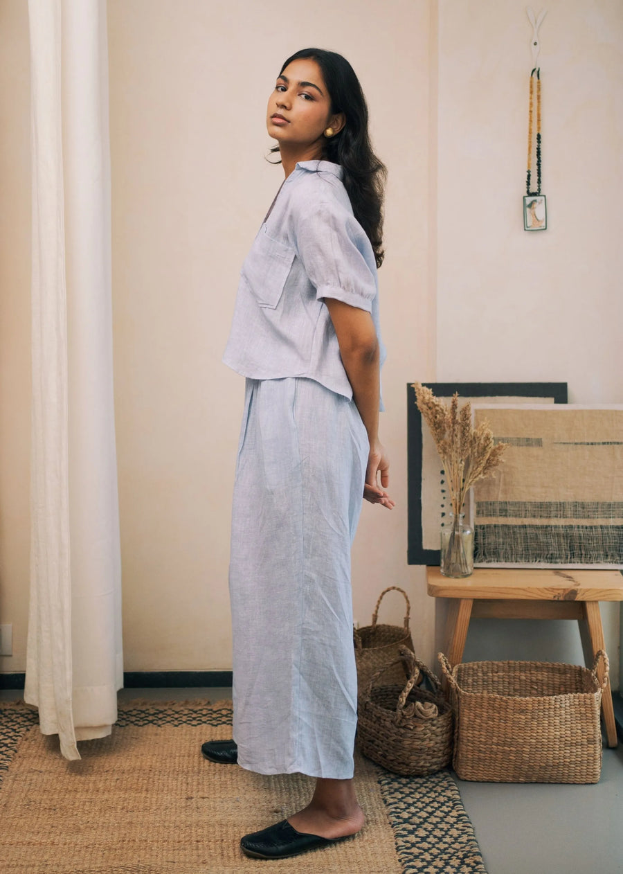 Crop Set Co-Ord Set- Powder Blue