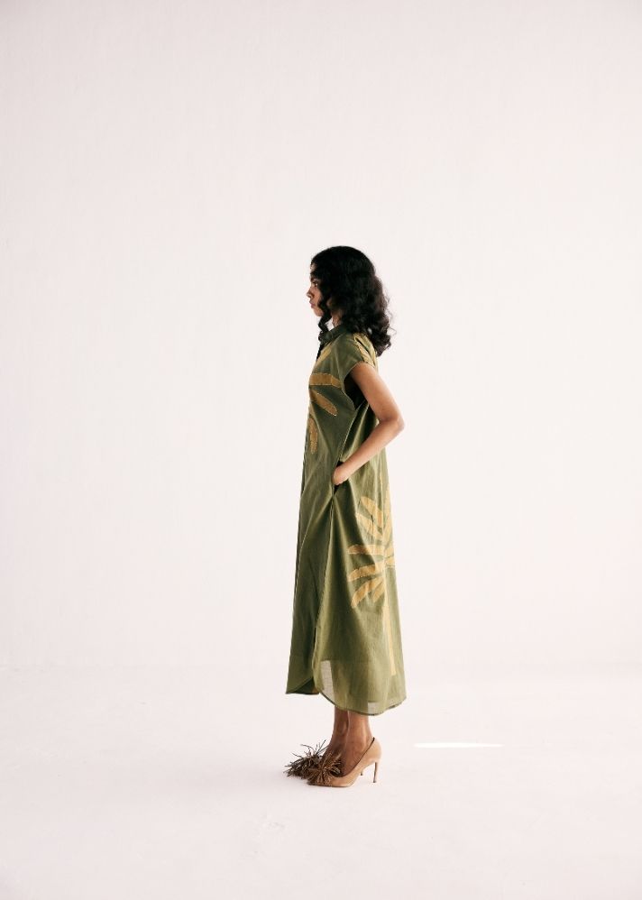 Olive Palm Shirt Dress