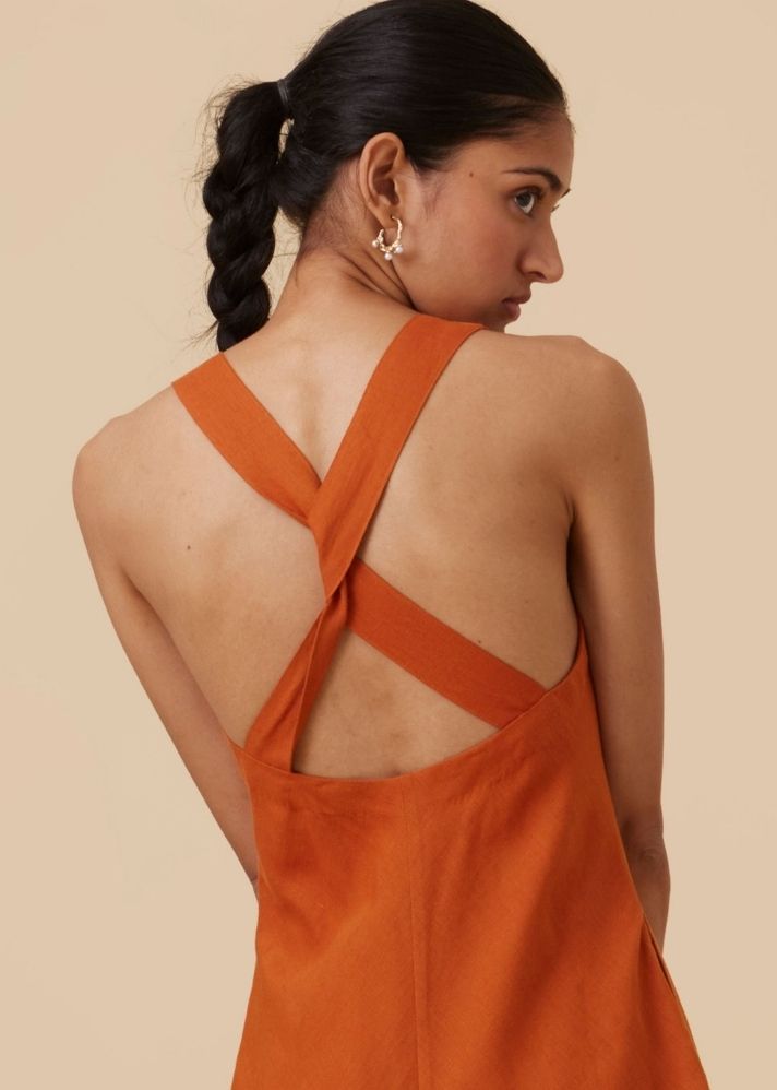 Riha Orange Halter Maxi Dress