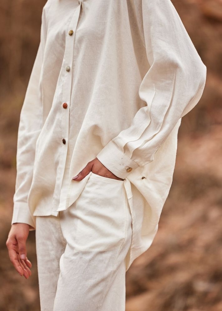 A Model Wearing Brown  Cotton Mul Heer shirt, curated by Only Ethikal