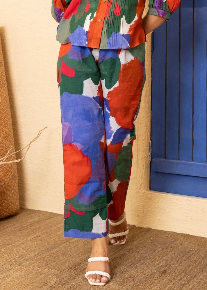 A Model Wearing Multicolor Handwoven Cotton Romeo Pants Multicolor, curated by Only Ethikal