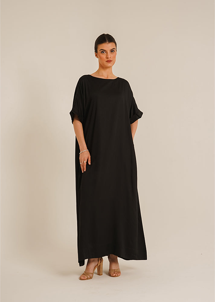 Lara Dual  Butter Abaya &Laila Black Slip