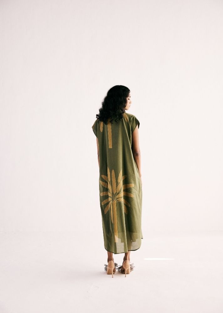 Olive Palm Shirt Dress