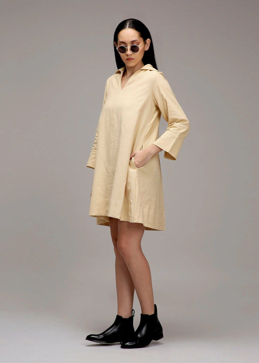 Egg-Shell A-Line Shift Dress