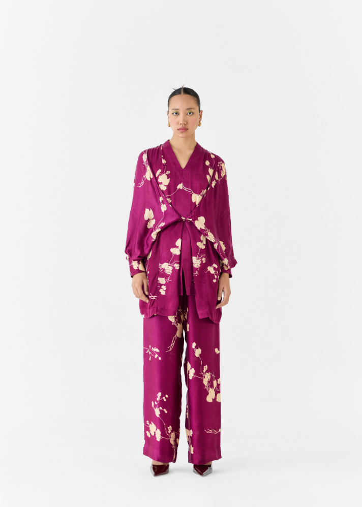 Plum Kimono Top & Pants Co-Ord