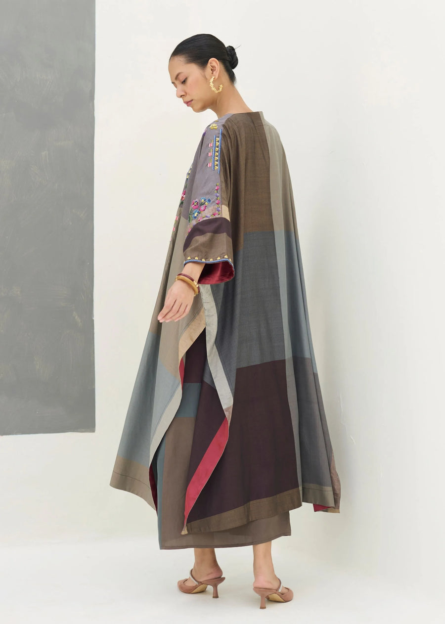 Darri Hand-Embroidered Overlay - Taupe Grey