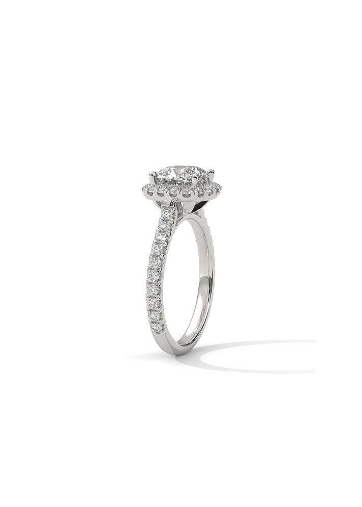 Cushion Cut Solitaire Ring With 38 Diamonds-Cat0134