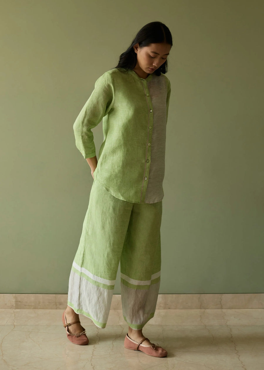 Aline Border Linen Co-Ord Set- Meadow