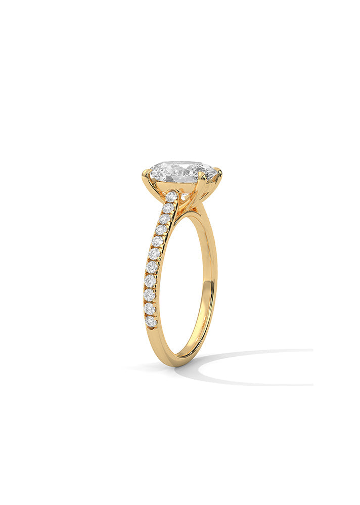 Oval Solitaire Ring With 22 Diamonds-Cat0101