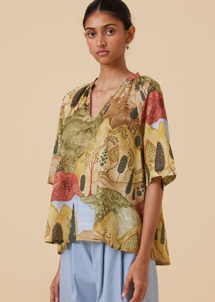 Bheer Ochre Print Top