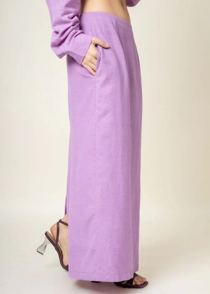 A Model Wearing Purple Organic Cotton Abby Purple Skirt, curated by Only Ethikal