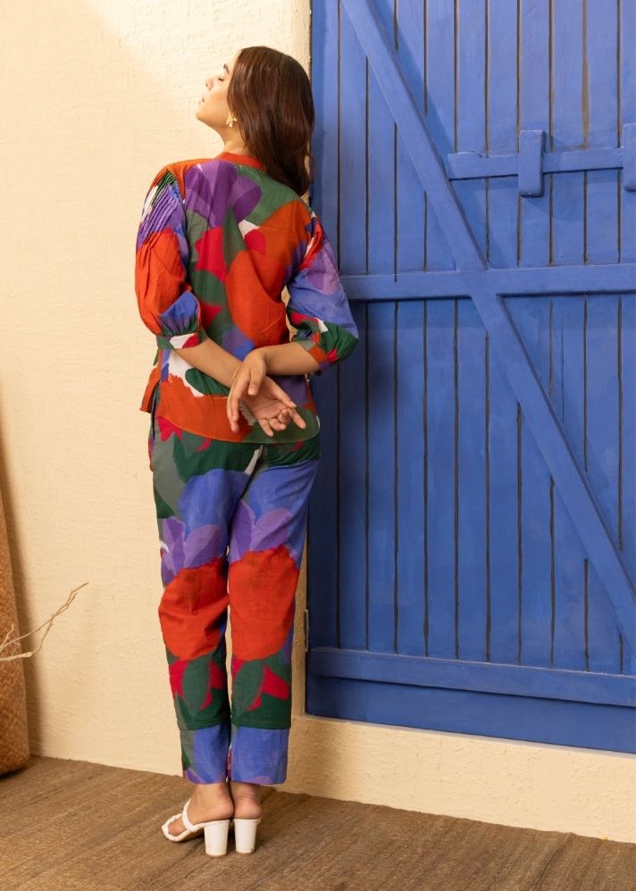 A Model Wearing Multicolor Handwoven Cotton Maison Co-Ord Set Multicolor, curated by Only Ethikal