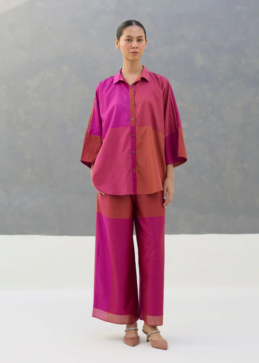 A Model Wearing Pink Silk Sara Eri Silk Co-Ord Set - Rose, curated by Only Ethikal