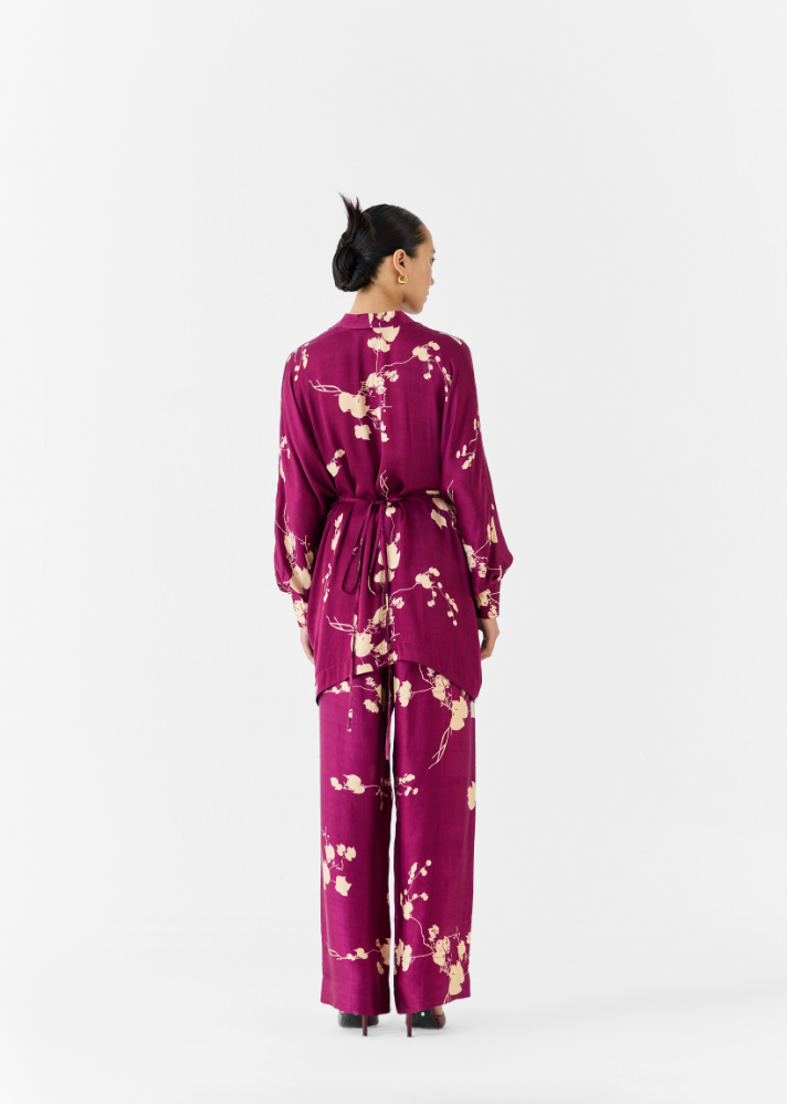 Plum Kimono Top & Pants Co-Ord