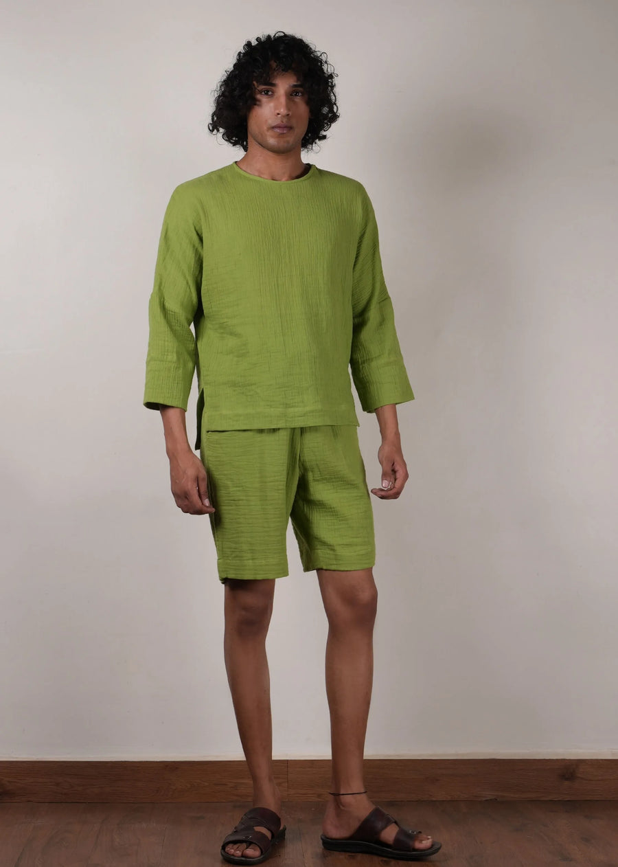 Men'S Green Crush T-Shirt & Shorts Set (2 Pcs)