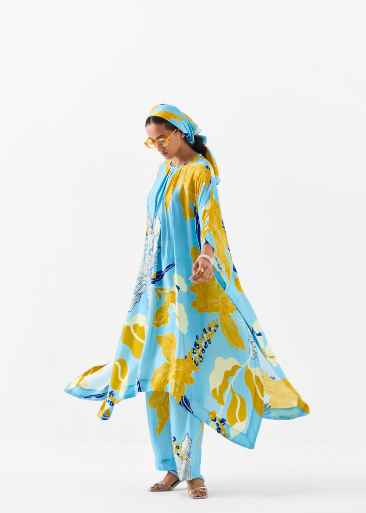 White Rose Kimono Kurta & Pants