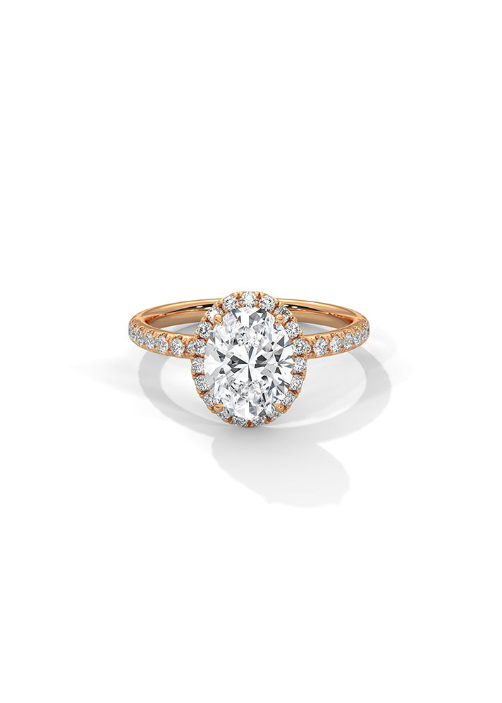 Oval Cut Solitaire Ring With 53 Diamonds-Cat0172