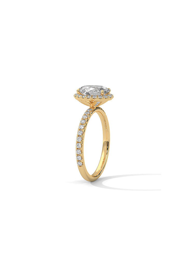 Oval Cut Solitaire Ring With 53 Diamonds-Cat0172