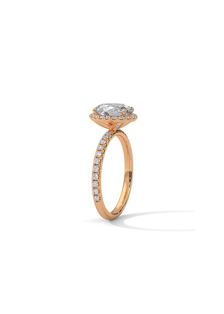 Oval Cut Solitaire Ring With 53 Diamonds-Cat0172