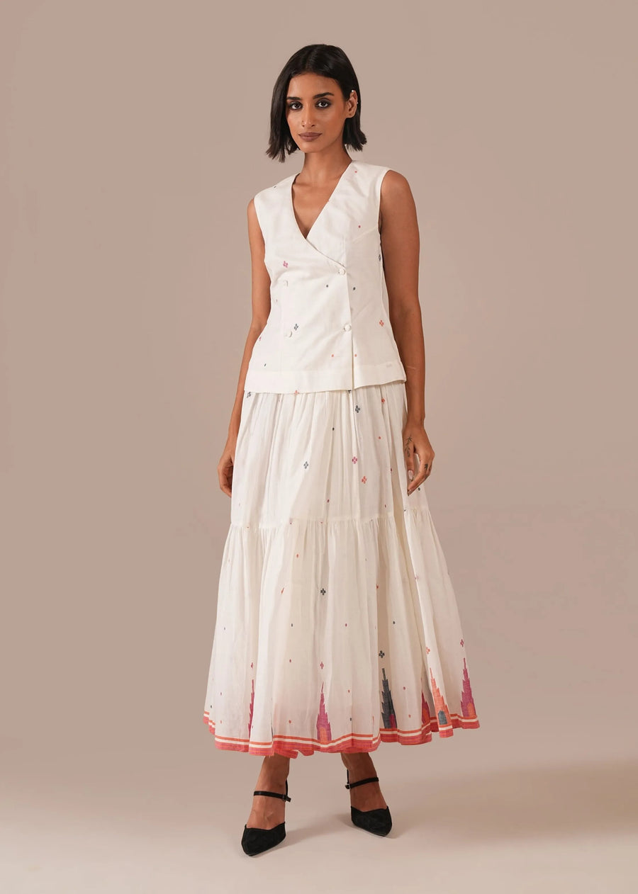 A Model Wearing Multicolor Pure Cotton Jasmine Dew Co-Ord Set, curated by Only Ethikal