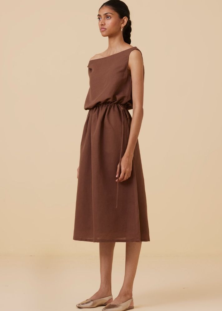 Salma Brown Midi Dress