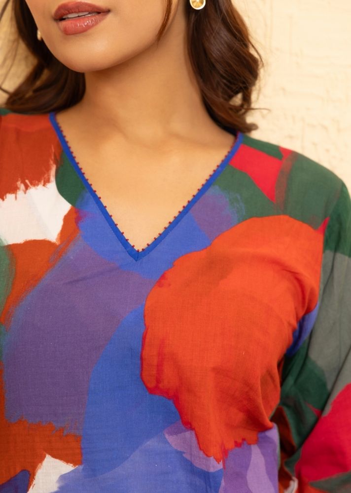 A Model Wearing Multicolor Handwoven Cotton Maple Kurta Multicolor, curated by Only Ethikal