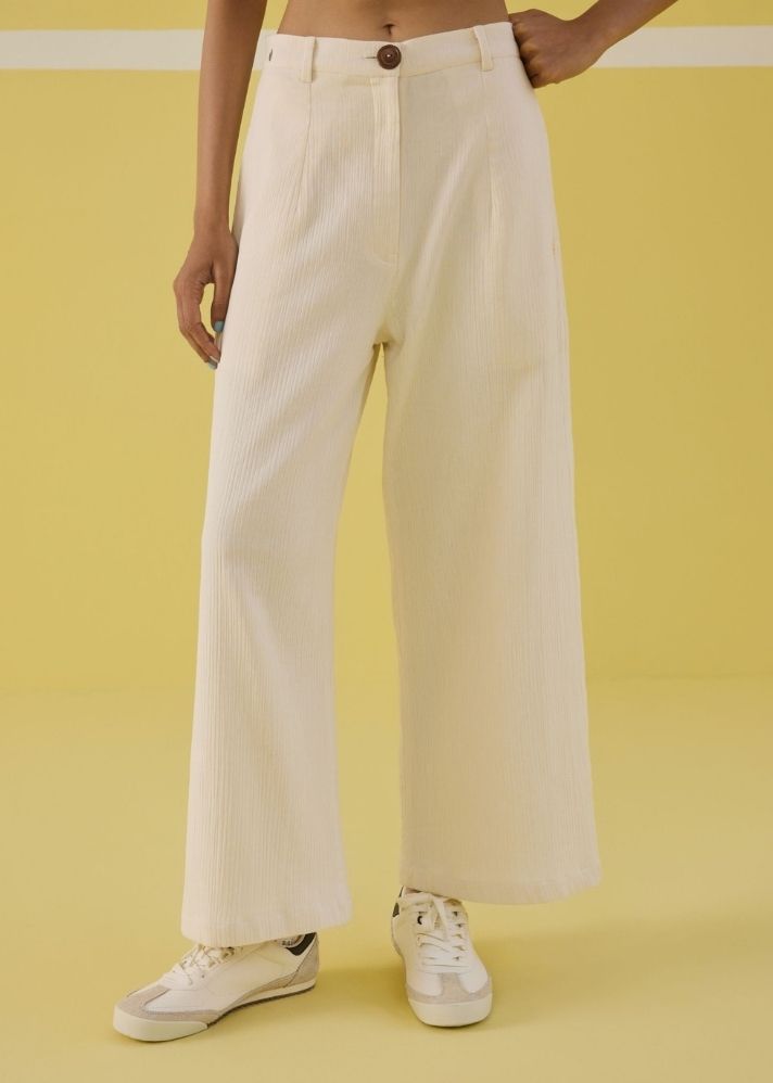 A Model Wearing  Organic Cotton Sunshine Organic Cotton Trousers, curated by Only Ethikal