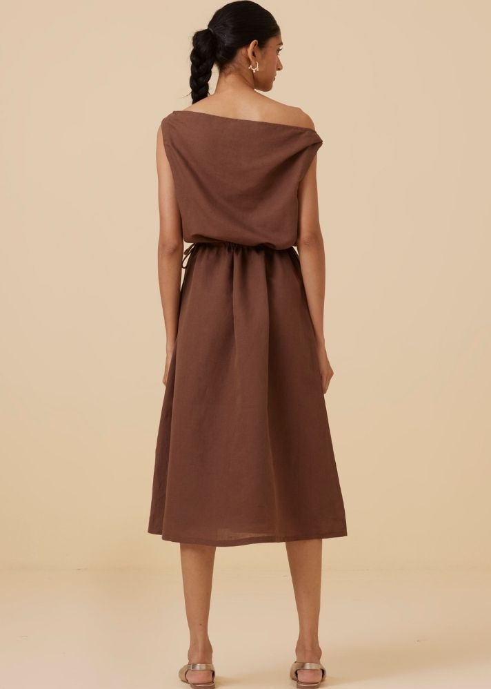 Salma Brown Midi Dress