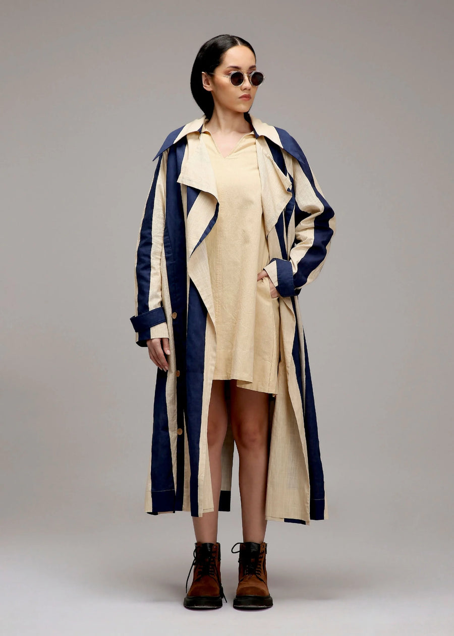 A Model Wearing Multicolor Cotton Egg-Shell Jacket & A-Line Shift Dress Set (2 PCS), curated by Only Ethikal