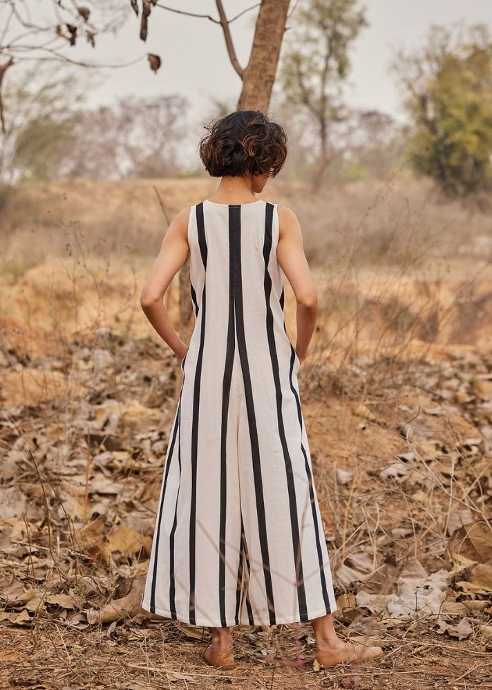 A Model Wearing White  Cotton Mul Patio Jumpsuit, curated by Only Ethikal