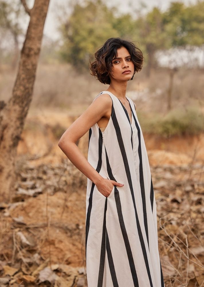 A Model Wearing White  Cotton Mul Patio Jumpsuit, curated by Only Ethikal