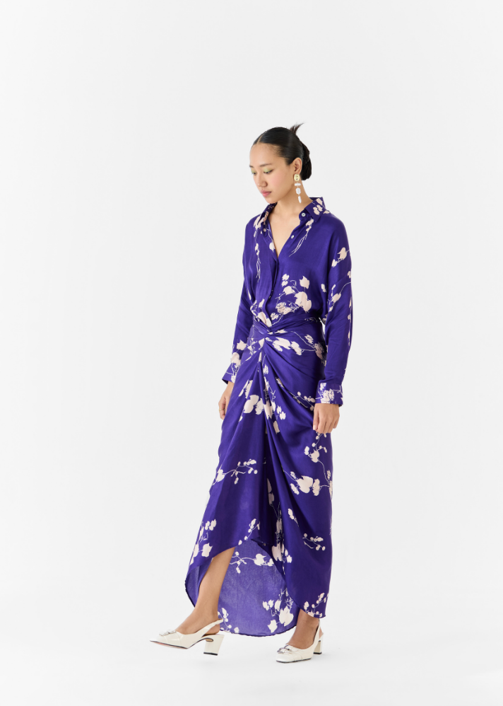 Sakura Draped Shirt Dress