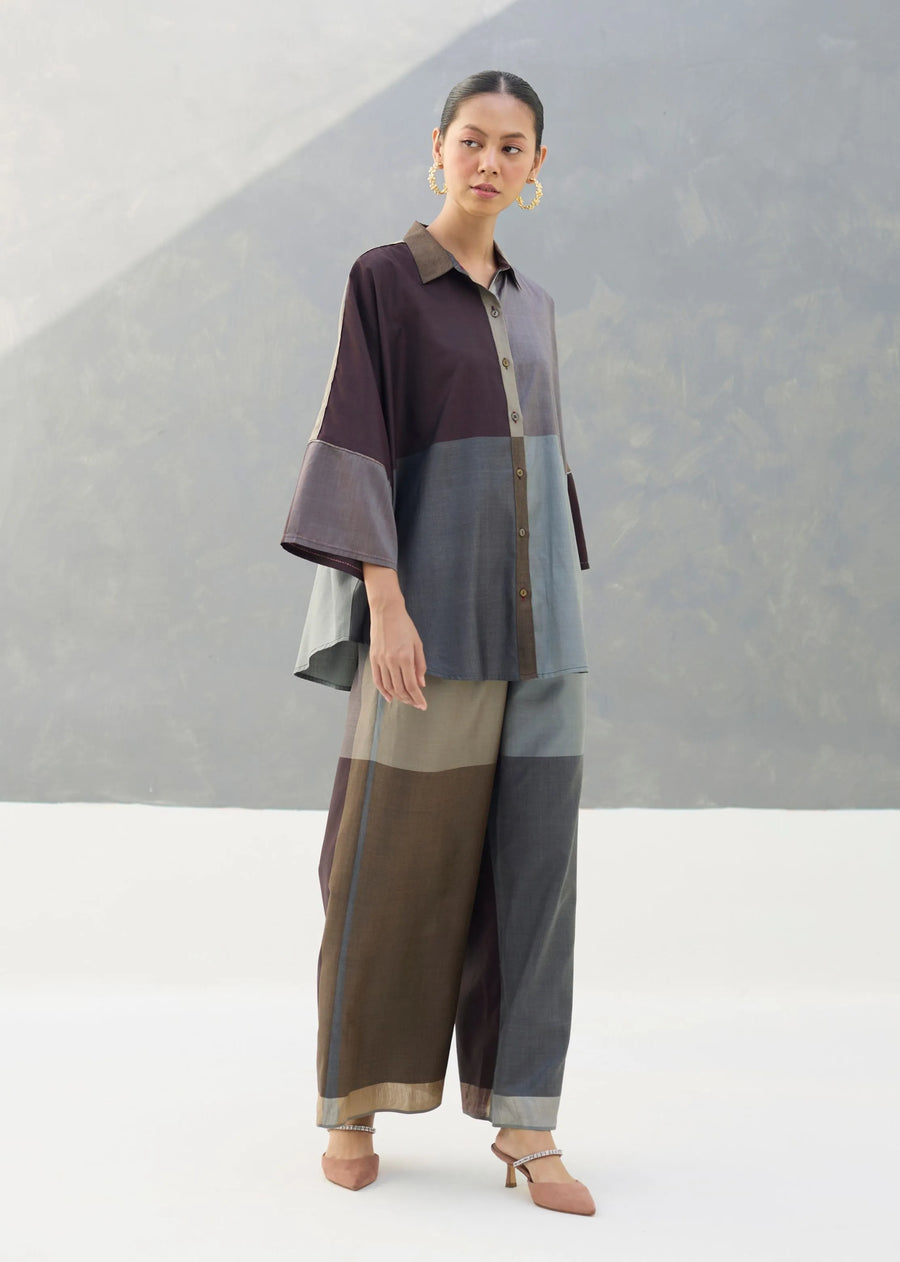 Sara Eri Silk Co-Ord Set - Taupe Grey