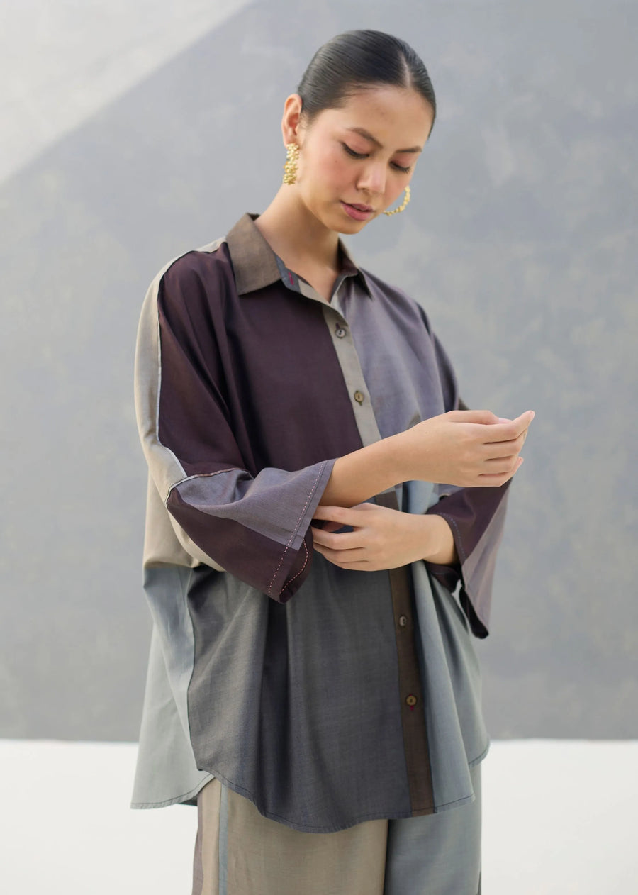 Sara Eri Silk Co-Ord Set - Taupe Grey